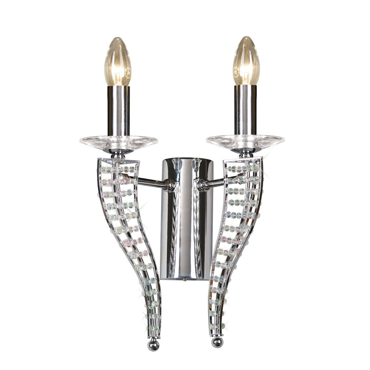 Mercer41 2 Light Dimmable Chrome/Clear Candle Wall Light Wayfair.co.uk